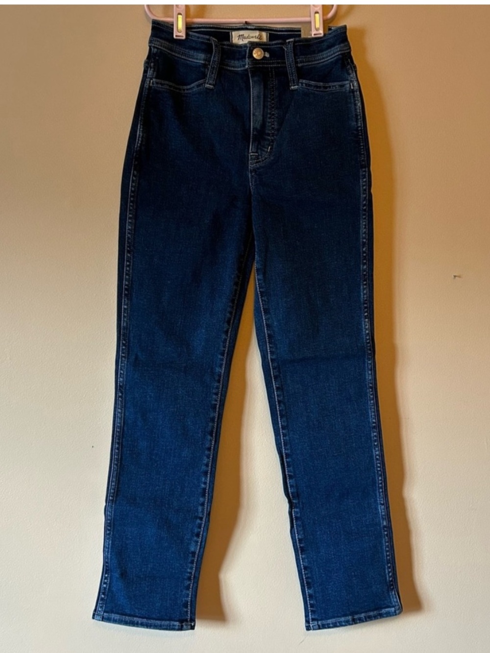 Madewell High Rise Slim Straight Jeans Magic Pockets Dark Wash W24 NWT